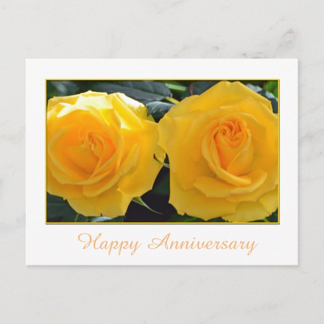 Carte Postale Jolie rose jaune fleurs heureux anniversaire (Devant)