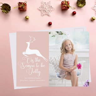 Carte Postale Jolie rose Reindeer Noël Chic Photo Holiday