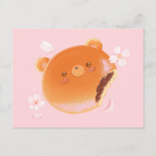 Carte Postale Jolie Sakura et ours Anpan peint à la boulangerie 