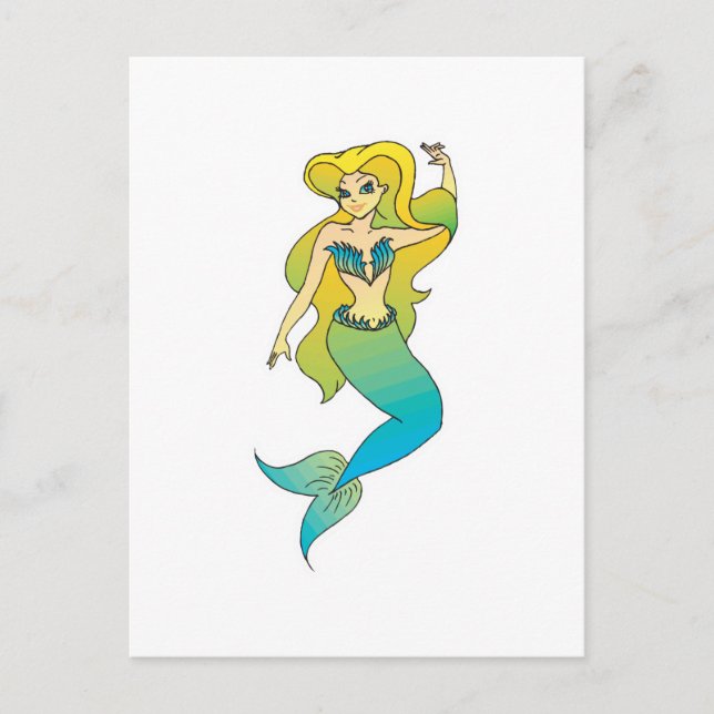 Carte Postale jolie sirène blonde (Devant)