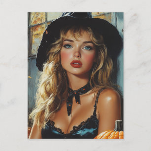 Carte Postale Jolie sorcière d'Halloween