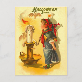 Carte Postale Jolie sorcière d'Halloween avec bougie
