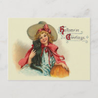 Jolie sorcière fille Citrouille de chat noir