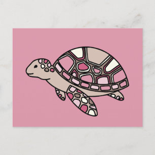 Carte Postale Jolie tortue de mer rose