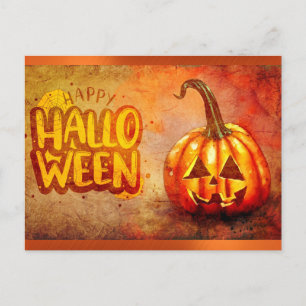 Carte Postale Jolie typographie Citrouille Halloween
