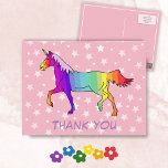 Carte Postale Jolie Unicorn Stars Merci<br><div class="desc">Carte postale d'anniversaire à la licorne. Carte de remerciements pour les enfants. licorne colorée arc-en-ciel. Il est parfait pour les enfants, surtout pour les filles, qui aiment les licornes et les chevaux. Parfait pour remercier vos amis et votre famille pour leurs cadeaux d'anniversaire et d'être à votre fête, ou pour...</div>