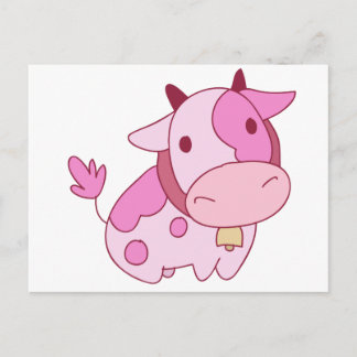 Carte Postale Jolie vache caricaturale rose