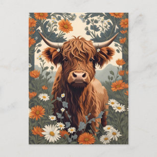 Carte Postale Jolie vache Vintage Highland