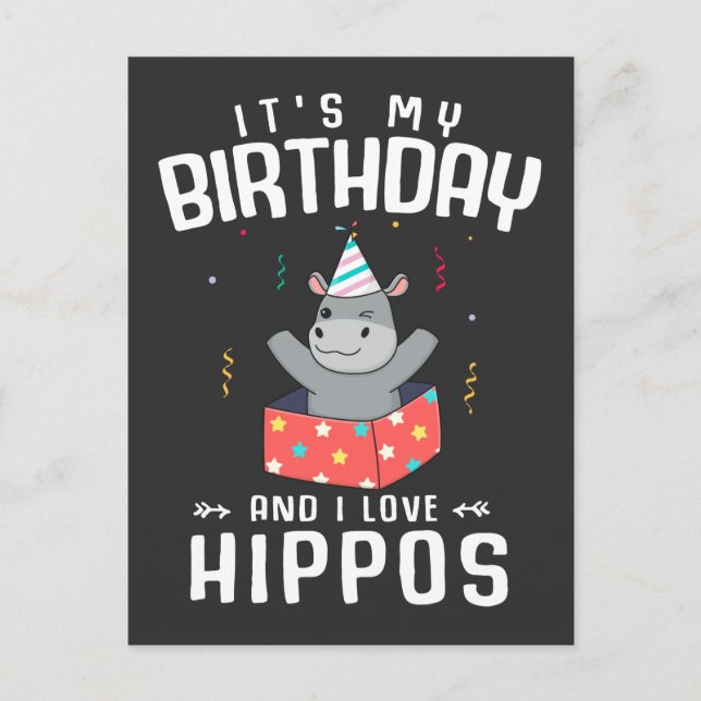 Carte Postale Jolies Filles Garçons Hippopotame Anniversaire Ama (Devant)