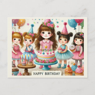 Carte Postale Jolies Filles Joyeux Anniversaire 
