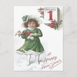 Carte Postale Jolies Filles Poinsettias Poinsettia