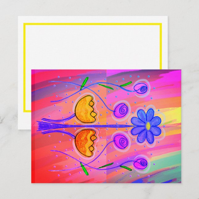 Carte Postale Jolies fleurs Arrière - plan Abstrait (Devant / Derrière)