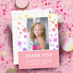 Carte Postale Jolies Fleurs Colorées Anniversaire Enfants Fille 