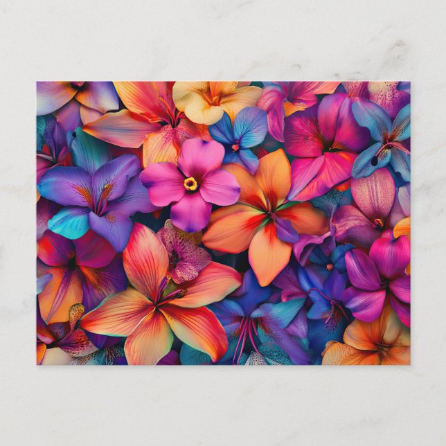 Carte Postale Jolies Fleurs Colorful Motif Floral Beau (Devant)