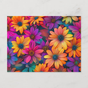 Carte Postale Jolies Fleurs Colorful Motif Floral Beau