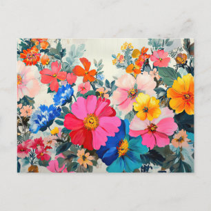 Carte Postale Jolies Fleurs Colorful Motif Floral Beau