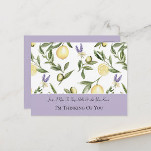 Carte Postale Jolies Fleurs de Lavande Citrons Pensant à Vous