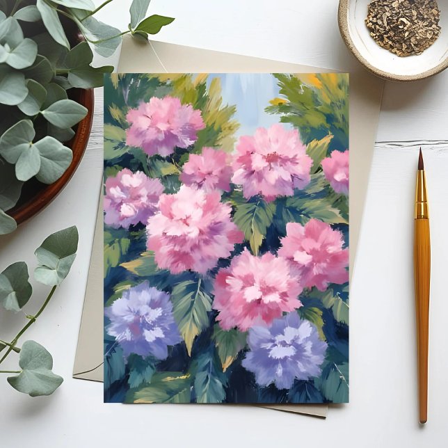 Carte Postale Jolies Fleurs d'Hydrangea | Aquarelle Florale (Créateur téléchargé)