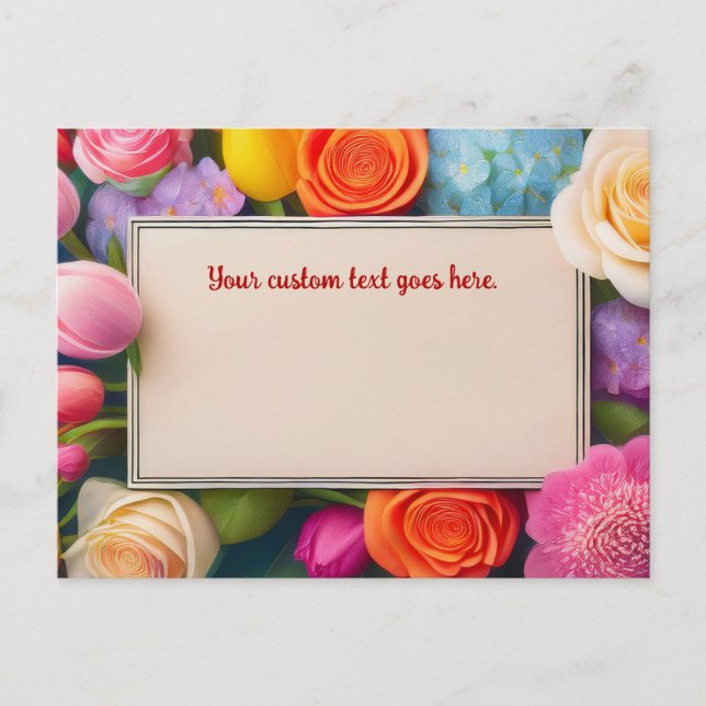 Carte Postale Jolies fleurs encadrées roses tulipes hydrangea pe (Devant)