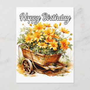 Carte Postale Jolies Fleurs Fraîches Joyeux Anniversaire