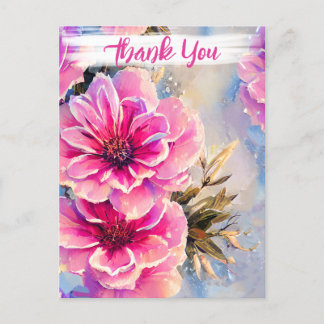 Carte Postale Jolies fleurs roses chic shabby floral remerciemen