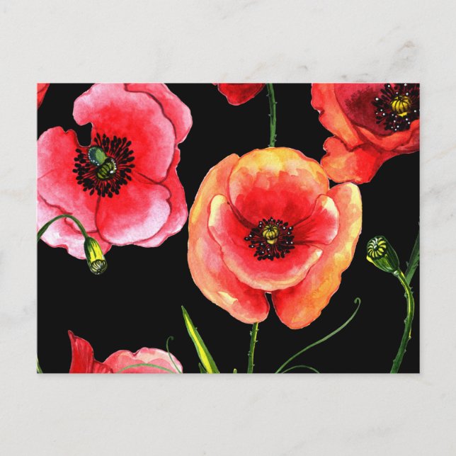 Carte Postale Jolies fleurs rouges (Devant)