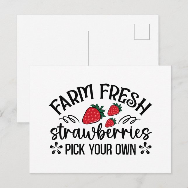 Carte Postale Jolies fraises fraîches de la ferme  (Devant / Derrière)