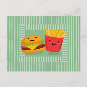Carte Postale Jolies Frites De Fast Food Hamburger