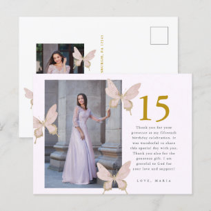 Carte Postale Jolies papillons Deux Photo Quinceanera Merci