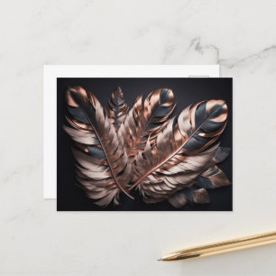 Carte Postale Jolies plumes décoratives roses et noires
