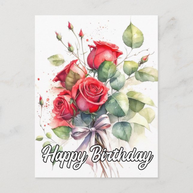 Carte Postale Jolies roses rouges vintage (Devant)