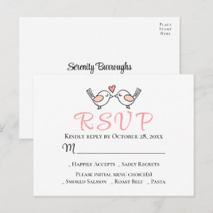 Carte Postale Jolies tourterelles roses faire-part de mariage R