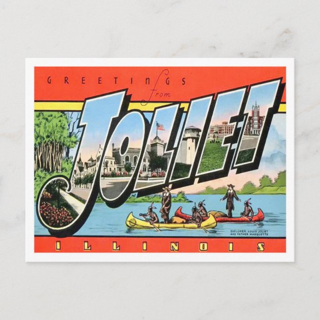 Carte postale Joliet, Illinois Vintage Big Letters (Devant)