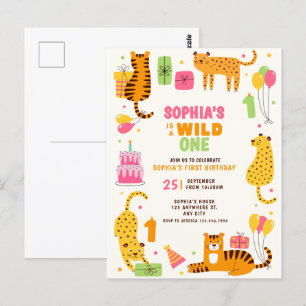 Carte Postale Jolis animaux sauvages illustrés pour le premier a