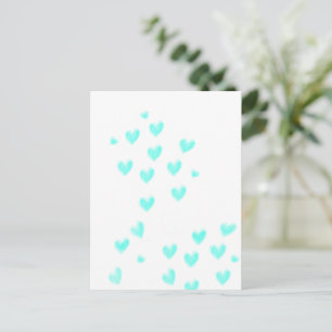 Carte Postale Jolis cœurs aquarelle sarcelle