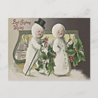 Carte Postale Jolis Enfants Bonhomme de Neige Holly
