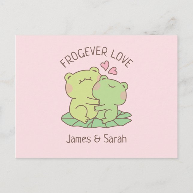 Carte Postale Jolis Grenouilles S'embrassant Amour De Grenouille (Devant)