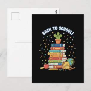 Carte Postale Jolis livres Kawaii de rentrée scolaire