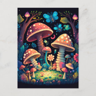 Carte Postale Jolis mignons champignons magiques