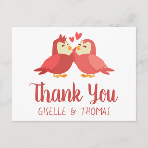Carte Postale Jolis Mots de Remerciement pour Mariage Rouge Bour