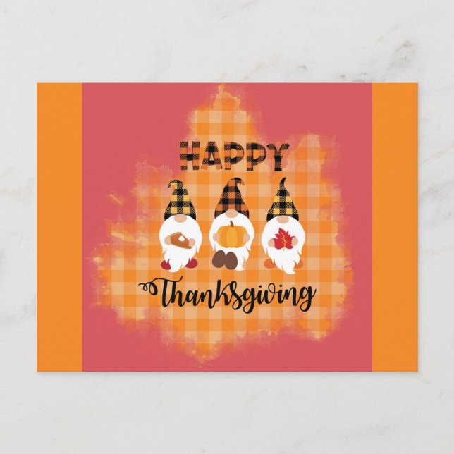 Carte Postale Jolis nains de Thanksgiving heureux (Devant)