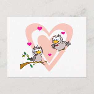 Carte Postale jolis oiseaux de dessin animé amoureux