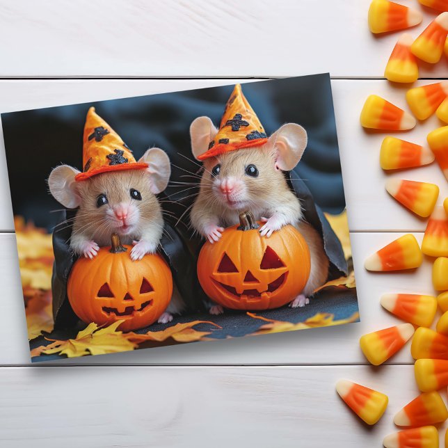 Carte Postale Jolis petits citrouilles d'Halloween de souris (Créateur téléchargé)