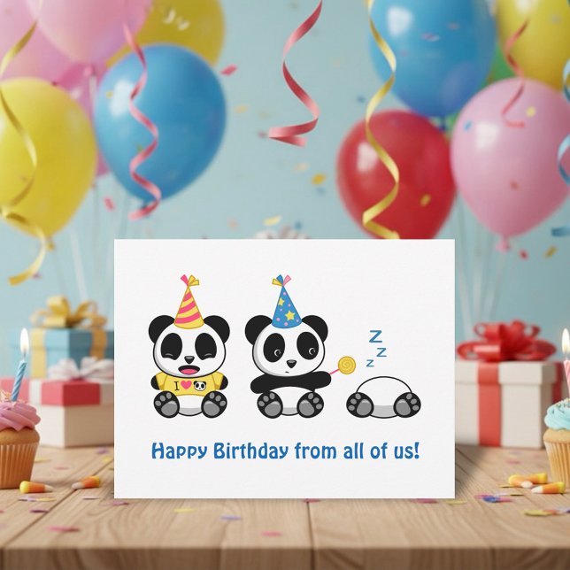 Carte Postale Jolis petits pandas sur fond blanc pour un anniver (Créateur téléchargé)