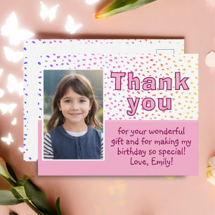 Carte Postale Jolis Points Colorés Photo de Fille Anniversaire M