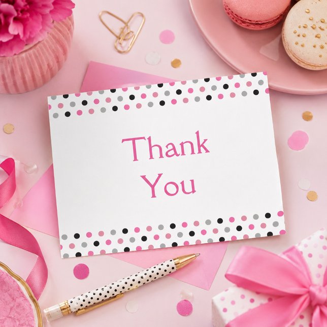 Carte Postale Jolis points roses Merci (Créateur téléchargé)