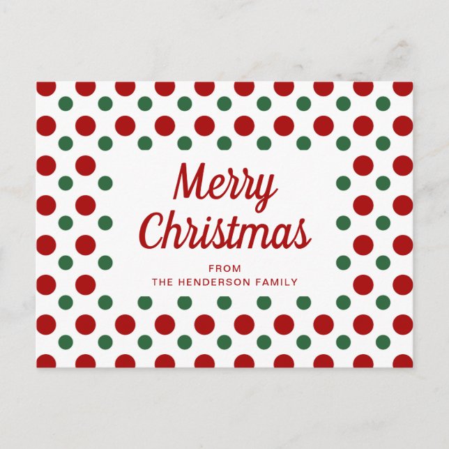 Carte Postale Jolis points rouges et verts Joyeux Noël (Devant)
