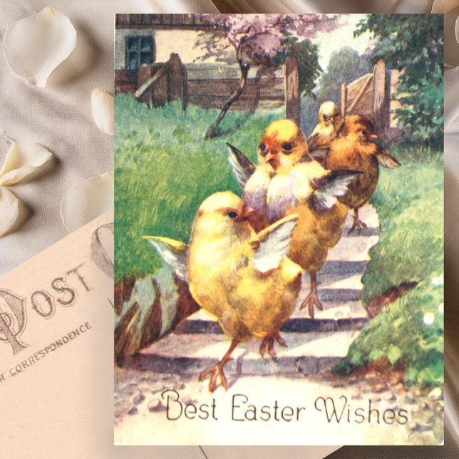 Carte Postale Jolis poussins de Pâques vintage (Créateur téléchargé)