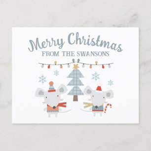 Carte Postale Jolis souris de Noël et arbre