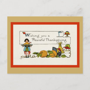 Carte Postale Jolis Voeux de Thanksgiving Vintage Paisibles
